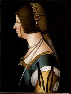 Portrett av imponen Bianca Maria Sforza av Giovanni Ambrogio de (circle of) Predis