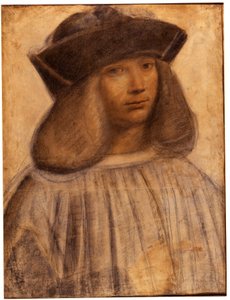 Portrett av Francesco Melzi (v. 1491-1570) italiensk maler, elev og ledsager (elsker) av Leonard de Vinci (tegning)