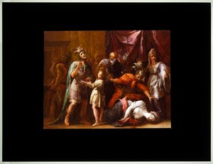 Lucretias død (lerret) av Giovanni Antonio Burrini or Burino
