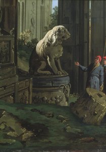 Detalj av "Capriccio med motiver fra Padua", ca. 1756 av Giovanni Antonio Canal