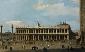 Biblioteket og Piazzetta, Venezia, fra Dogepalasset, av Giovanni Antonio Canal