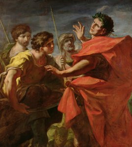 Hodet til Pompeius (106-48 f.Kr.) presentert for Cæsar (100-44 f.Kr.)