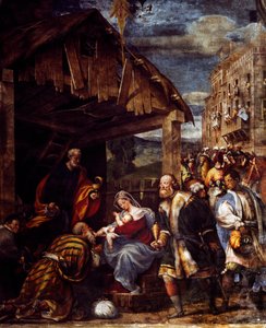 Tilbedelse av magi, ca. 1530, av Pordenone (1483-1484 - 1539), freskomaleri, Magikapellet, Santa Maria di Campagna-kirken, Piacenza, Emilia-Romagna. Detalj. Italia
