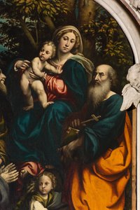 Alter for Saint Catherine, Madonna og Child mellom de hellige Philip og James og giveren Giacomo Schizzi, Il Pordenone 1522, Detalj