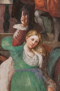 St. Katarinas disputasjon med filosofene, 1530-32 (fresko) (detalj av 3601450) av Giovanni Antonio Pordenone
