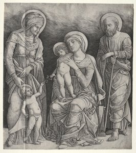 Hellig familie med St. Elizabeth og spedbarnet St. Johannes døperen av Giovanni Antonio da Brescia