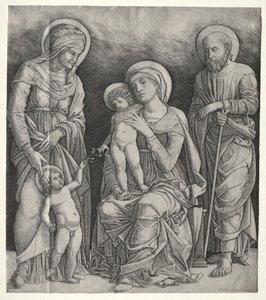 Hellig familie med St. Elizabeth og spedbarnet St. Johannes døperen, ca. 1500.