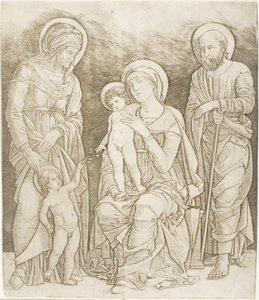 Den hellige familie med spedbarnet Saint John av Giovanni Antonio da Brescia