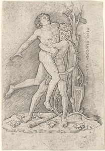Hercules og Antaeus av Giovanni Antonio da Brescia, after Andrea Mantegna