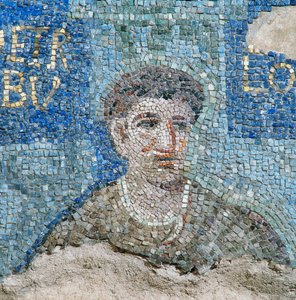 En apostel, detalj av mosaikken til de tolv stammene i Isreal og de tolv apostlene, ved Lombard-skolen, plassert i kapellet i San Aquilino, i basilikaen San Lorenzo Maggiore i Milano