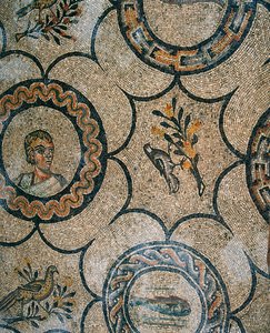 Detalj av gulvet i den tidlige kristne basilikaen i Aquileia, Udine av Phillipe de Marlier