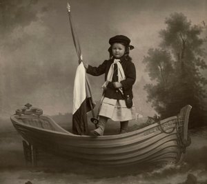 Portrett av Lidia Mastracchio med flagg av Phillipe de Marlier