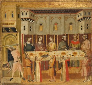 Herodes høytid og døperens halshugging, ca. 1330-35.
