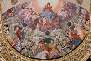 Genova, Duomo (St. Lawrence Cathedral), inne, The Lercari Chapel eller The Chapel of the Blessed Sacrament (Northern apse), apsis: "Assumption of the Virgin", freskomaleri av Giovanni Battista Castello kjent som Bergamasco