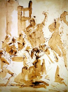Adoration of the Magi (penn og brunt blekk og vask på papir) av Giovanni Battista Tiepolo