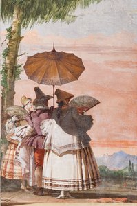 Gästeunterkunft, Raum der falschen gotischen Architekturen: Ein Sommerausflug von Giovanni-Battista Tiepolo
