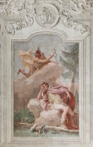 Palazzina (Small Building), det tredje rommet eller rommet til Aeneiden: "Aeneas drømmer om Merkur som beordrer ham til å forlate" av Giovanni Battista Tiepolo