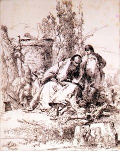 Trollmannen undersøker hodeskaller (etsing) av Giovanni Battista Tiepolo