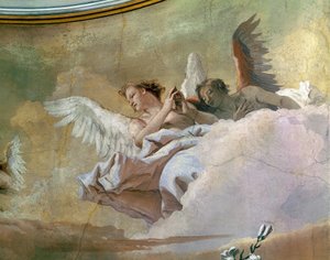 Glory of Angels, av Giovanni Battista Tiepolo (1696-1770), fresco, Detail, Oratory of Purity, Udine av Giovanni Battista Tiepolo