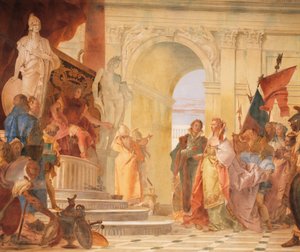 Magnanimity of Scipio, detalj fra Glories of Scipio Africanus og Alexander den store av Giovanni Battista Tiepolo