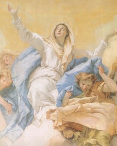 The Assumption of Mary, av Giambattista Tiepolo (1696-1770), fresco, detalj, Oratory of Purity, Udine, Italia av Giovanni Battista Tiepolo