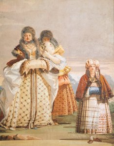 Vintervandring, av Giambattista Tiepolo (1696-1770), freskomaleri, detalj, The Gothic Room, Guest Quarters of Villa Valmarana ai Nani, Vicenza, Italia av Giovanni Battista Tiepolo