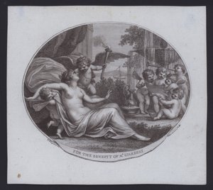 Fordelsbillett for italiensk fiolinist, komponist og operaimpresario Felice de Giardini av Giovanni Battista (after) Cipriani