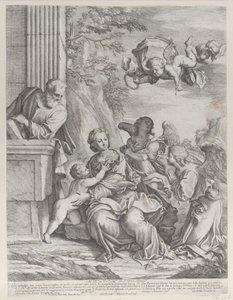 Den hellige familie med engler til høyre og over hodet, 1652. av Giovanni Battista Beinaschi
