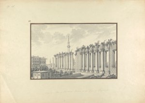Utsikt over ruinene av Asclepium ved Pergamon av Giovanni Battista Borra
