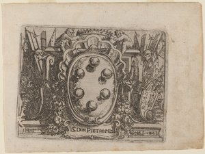 Dedikasjon til Don Pietro Medici fra "Bizzarie di vari Figure" av Giovanni Battista Bracelli