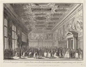 Mottakelse av Doge of Foreign Ambassadors i Sala del Collegio, 17631766.