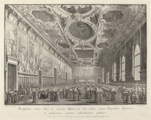 Dogen vender tilbake takk i Sala del Consiglio Maggior, 17631766.