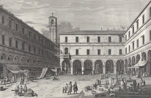 Utsikt over markedsplassen nær kirken San Giacomo, 1763., 1763. av Giovanni Battista Brostoloni