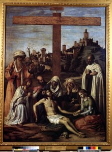 ""Deponeringen"" Inskripsjon ""INRI"" på korset. Maleri av Giovanni Battista Cima da Conegliano (rundt 1459-1517) 1500-tallet Mål 199x148 cm Pushkin-museet, Moskva av Giovanni Battista Cima da Conegliano
