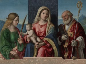 Jomfru og barn med de hellige Catherine og Nicholas, 1510-17 av Giovanni Battista Cima da Conegliano
