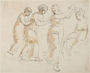 En sittende og tre dansende nymfer av Giovanni Battista Cipriani