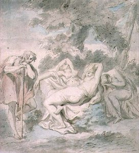 Cimon og Iphigenia: med to kvinnelige ledsagere i et landskap av Giovanni Battista Cipriani
