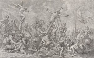 Korsfestelsen, med senking av korset i midten, soldater gjennom, og en tyv..., 1762. av Giovanni Battista Cipriani