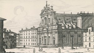 Church of St Ignatius of Loyola på Campus Martius, Roma, gravering av Giovanni Battista Falda (1640 eller 1643-1678), Italia av Giovanni Battista Falda