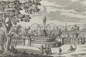 Belvedere-fontenen i Frascati ..., 1691 eller senere. av Giovanni Battista Falda