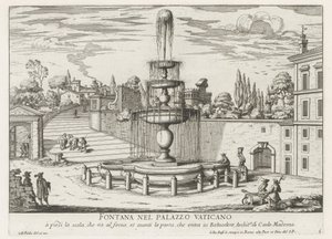 Fontene i Vatikanet Fontana nel Palazzo Vaticano (tittel på objekt) Fontane di Roma (serietittel) Fontenene i Roma (serietittel) av Giovanni Battista Falda