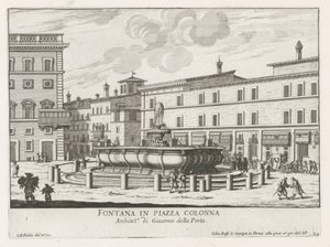 Fontein på Piazza Colonna te Roma Fontene på Piazza Colonna (tittel på objekt) Fontenene i Roma (serietittel) Fonteinen van Rome (serietittel) av Giovanni Battista Falda