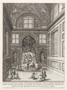 Room of the Winds i de tuinen av Villa Aldobrandini te Frascati Rom på tjue i Belvedere Theatre i Frascati (...) (tittel på objekt) Fontenene til Frascati-villaene (serietittel) Fonteinen van Frascati (serietittel) av Giovanni Battista Falda