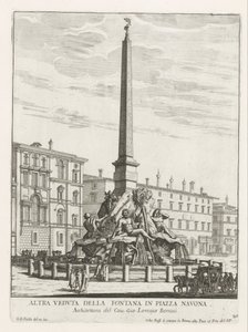 Vierstromenfontein på Piazza Navona te Roma Fontana på Piazza Navona (tittel på objekt) Fontane di Roma (serietittel) Fonteinen van Rome (serietittel) av Giovanni Battista Falda