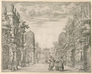 Scenedesign for scene 3, "La Vita Humana overo," fra "Il Trionfo della Pieta"