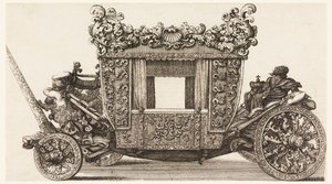 Sidevisning av den første vognen (1686) av Lord Castelmaine Bygget i 1686 av Andrea Cornely etter Ciro Ferri, 1687-1700