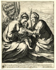 Giovanni Battista Mercati - Det mystiske ekteskapet til den hellige Katarina, på hvis finger Kristus setter ringen; etter Correggio. 1620, 1837, 0408.160