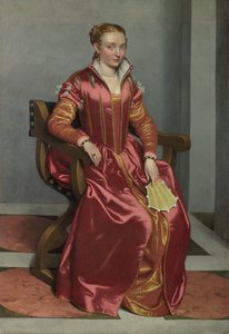 Portrett av en dame La Dama i Rosso, ca. 1560 av Giovanni Battista Moroni