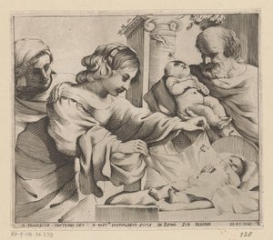 Hellig familie med Anna og den unge døperen Johannes av Giovanni Battista Pasqualini