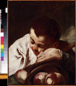 ""portrett av en liten gutt"" Barn sover på neper. Maleri av Giovan Battista (Giambattista) Piazzetta (1683-1754) Mikhail Kroshitsky kunstmuseum fra 1700-tallet, Sevastopol (Sevastopol) Ukraina av Giovanni Battista Piazzetta